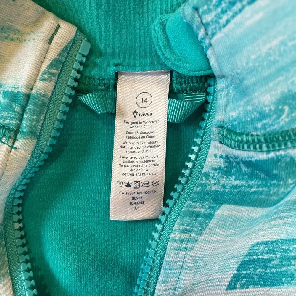 Ivivva Perfect Your Practice Blue Girls Full Zip Jacket - Picture 3 of 8